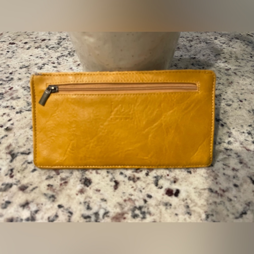 Joy Susan Mustard Yellow Zip Around Wallet Organizer Vegan Leather Clutch